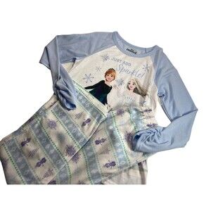 Disney Princess Frozen Pajama Set Girls 10/12 Snowflake Fair Isle Olaf Elsa Anna